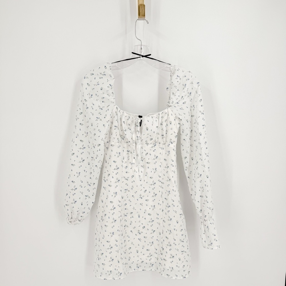 H&M Cream Floral Long Sleeve Dress